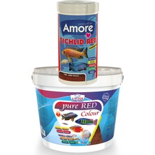 Amore Cichlid Red Granules 1000ML, Lotus Pure Red Colour Protein Kova Akvaryum Balık Yemi