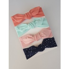Swan Butik Kız Çocuk Bebek Banda Toka Seti 4 lü Pudra pembe Somon Lacivert ve mint