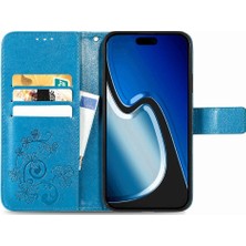 Colorful Shop Iphone 15 Için Kılıf Deri Kılıf Zarif Iş Kısa Kayış Dört Yaprak (Yurt Dışından)