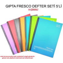 Gıpta Fresco A4 Plastik Kapak 80 Yaprak Çizgili Spiralli Defter 5 ' Li