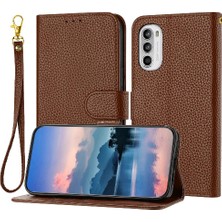 Colorful Shop Motorola Moto G51 Flip Folio Litch Desen Pu Deri Cüzdan Için Telefon Kılıfı (Yurt Dışından)