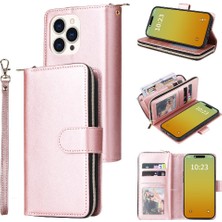 Colorful Shop Iphone 15 Için Kılıf Pro Flip Kapak ile El Kayışı Fermuar Cep Kart Durumda (Yurt Dışından)