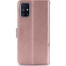 Colorful Shop Samsung Galaxy M51 Dört Yapraklı Yonca Deri Kılıf Için Kılıf Kısa Kayış Flip (Yurt Dışından)