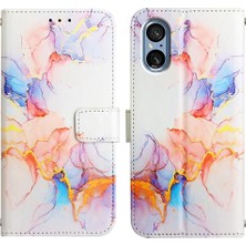 Colorful Shop Sony Xperia 5 V Pu Deri Mermer Desen Cüzdan Kickstand Için Kılıf (Yurt Dışından)