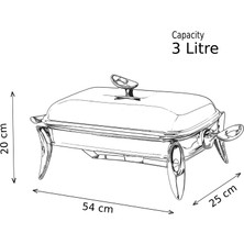 MAT Steel Mum Isıtıcılı Dikdörtgen Servis Seti 3 Lt