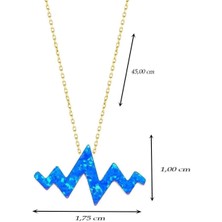 Woow Gold 14 Ayar Altın Kolye Kalp Nabız Ritmi Figürlü Sedef Opal Taşlı Zincirli Altın Kolye