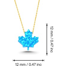 Woow Gold 14 Ayar Altın Kolye Çınar Yaprağı Figürlü Sedef Opal Taşlı Zincirli Altın Kolye