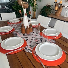Desen İzmir Desenizmir Amerikan Servis Ikat Desen Takım 6 Supla ve Runner Örtü