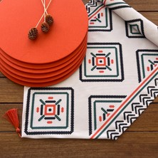 Desen İzmir Desenizmir Amerikan Servis Ikat Desen Takım 6 Supla ve Runner Örtü