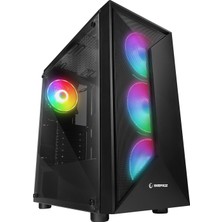 Rampage Trıangle 4*12CM Auto Rgb Fan Tempered Glass Atx Mid-T Gaming Oyuncu Kasası