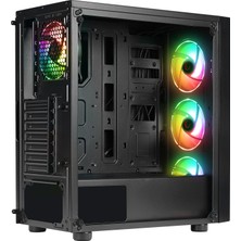 Rampage Trıangle 4*12CM Auto Rgb Fan Tempered Glass Atx Mid-T Gaming Oyuncu Kasası