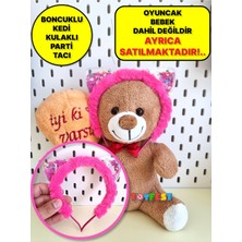 Toyfest Rengarenk Boncuklu Kedi Kulaklı Peluş Parti Tacı - Koyu Pembe - Oyuncak Bebek Dahil Değildir