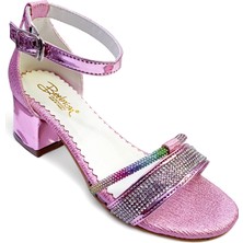 Beebron Topuklu Abiye Kız Çocuk Sandaleti Crown Series Crw2414 Parlak Pembe 28