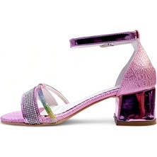 Beebron Topuklu Abiye Kız Çocuk Sandaleti Crown Series Crw2414 Parlak Pembe 28