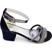 Beebron Topuklu Abiye Kız Çocuk Sandaleti Crown Series Crw2414 Siyah Çupra 35