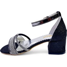 Beebron Topuklu Abiye Kız Çocuk Sandaleti Crown Series Crw2414 Siyah Çupra 35