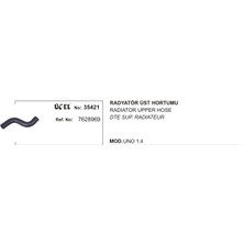 Üçel Radyatör Hortumu Üst 35421 Uno 1.4 Karbüratörlü Enjektörlu 89 95 7628969 Gold