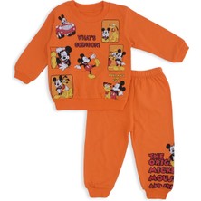 Bebelop Erkek Çocuk Mickey Mouse Kare Baskılı 2'li Alt Üst Eşofman Takım