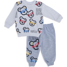 Bebelop Erkek Bebek Çocuk Ayı Baskılı Yazı Karakterli 2'li Alt Üst Takım