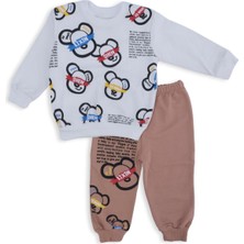 Bebelop Erkek Bebek Çocuk Ayı Baskılı Yazı Karakterli 2'li Alt Üst Takım