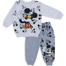 Bebelop Erkek Çocuk Mickey Mouse Gözlüklü Baskılı 2'li Alt Üst Takım