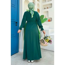 Bym Fashion Bağlama Detaylı Elbise 6015 Zümrüt