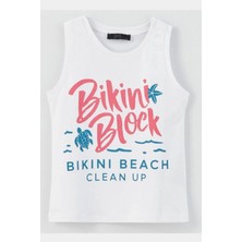 Chandraswear Kız Çocuk Pamuklu T-Shirt Beyaz - Surfy