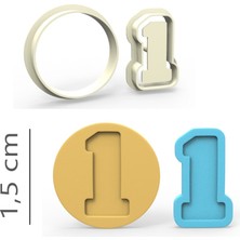 Butedo 1 Rakam Kurabiye, Bisküvi, Kolye Ucu, Mühür Kalıp Seti - 1,5 cm