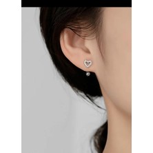 Ares Collection Zirkon Taşlı Kalpli  1 Adet Kulak Memesi Helix Tragus Rook Uyumlu Piercing Küpe