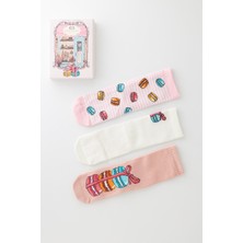 Katia & Bony Kız Çocuk Makaron Desenli 3'lü Kutulu Soket Çorap