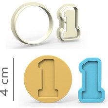 Butedo 1 Rakam Kurabiye, Bisküvi, Kolye Ucu, Mühür Kalıp Seti - 4 cm