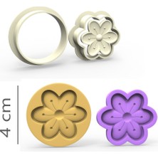 Butedo 6 Yapraklı Çiçek Kurabiye, Bisküvi, Kolye Ucu, Mühür Kalıp Seti - 4 cm