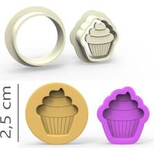 Butedo Cupcake Kurabiye, Bisküvi, Kolye Ucu, Mühür Kalıp Seti - 2,5 cm