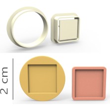 Butedo Kare Kurabiye, Bisküvi, Kolye Ucu, Mühür Kalıp Seti - 2 cm