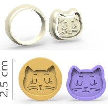 Butedo Kedi Kurabiye, Bisküvi, Kolye Ucu, Mühür Kalıp Seti - 2,5 cm