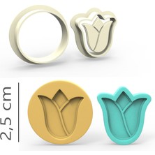 Butedo Lale Kurabiye, Bisküvi, Kolye Ucu, Mühür Kalıp Seti - 2,5 cm