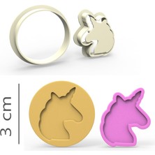 Butedo Unicorn Kurabiye, Bisküvi, Kolye Ucu, Mühür Kalıp Seti - 3 cm
