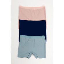 Nicoletta Kadın Lazer Kesim Dikişsiz Kadın Boxer Külot 3 Lü Paket Pudra