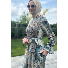 Rabia Şamlı Nehir Elbise Turkuaz