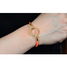 Çelikoğlu Kuyumculuk 22 Ayar Altın Kaplama Turuncu Renkli  Çeyrek Cerceveli Bileklik