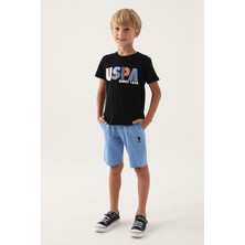 U.S. Polo Assn. 1757 Erkek Çocuk Bermuda Pijama Takım Siyah V2