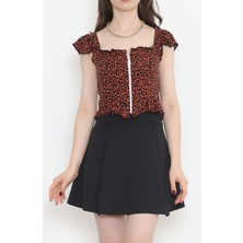Fermuarlı Crop Bluz Kiremit - 18473.1153.
