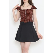 Fermuarlı Crop Bluz Kiremit - 18473.1153.