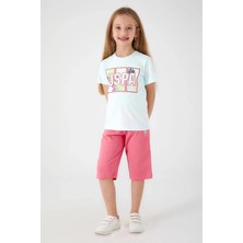 U.S. Polo Assn. 1412 Kız Çocuk Bermuda Pijama Takım Su Yeşili V2