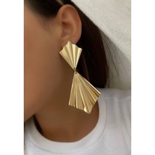 Rahshine Sallantılı Uzun Plaka Küpe | Yeni Trend Pinterest Küpe | Tasarım Metal Küpe | Altın