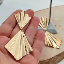Rahshine Sallantılı Uzun Plaka Küpe | Yeni Trend Pinterest Küpe | Tasarım Metal Küpe | Altın