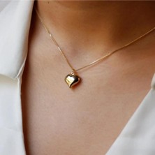 Diamine 14 Ayar Altın Küp Zincir Kalp Kolye