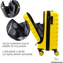 Vegmann Wave Laptop Bölmeli Sarı Kabin Boy Valiz