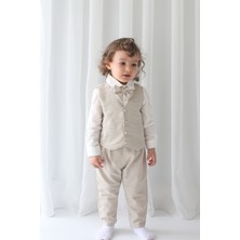 Catz Kids Krem Keten Yelekli Askılı Takım 4'lü Set