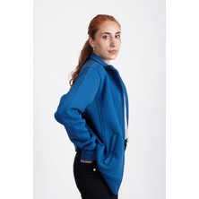 B&S Uniforma Unisex Sweatshirt, Mavi, Dik Yaka, Fermuarlı